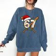 67 Baseball Xmas Lights Santa Hat Holiday Comfort Colors Sweatshirt Blue Jean 67 Baseball Xmas Lights Santa Hat Holiday Comfort Colors Sweatshirt Blue Jean