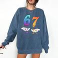 67 Meme Baseball Kids Girls Humor Number 6 7 Comfort Colors Sweatshirt Blue Jean