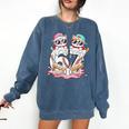 67 Meme Kawaii Cats Baseball Ice Cream Drip 6 7 Kids Comfort Colors Sweatshirt Blue Jean