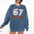 67 Trend Baseball Six Seven Number For Boys Men Comfort Colors Sweatshirt Blue Jean