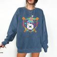 6th Birthday Baseball Drip Number 6 Year Old Birthday Boy Comfort Colors Sweatshirt Blue Jean