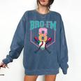 8th Birthday Boy Bro I'm 8 Years Old Baseball Theme Comfort Colors Sweatshirt Blue Jean