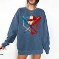 American Baseball Drip Graffiti Ball And Bat Comfort Colors Sweatshirt Blue Jean