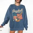 American Flag Baseball Player Bat Fan Catcher Pitcher USA Comfort Colors Sweatshirt Blue Jean American Flag Baseball Player Bat Fan Catcher Pitcher USA Comfort Colors Sweatshirt Blue Jean