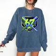 Awesome 67 Baseball Drip Effect Baseball 6-7 Meme Graphic Premium Tri-Blend Comfort Colors Sweatshirt Blue Jean
