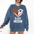 Ball Mom Heart Soccer Basketball Baseball Football Mom Comfort Colors Sweatshirt Blue Jean