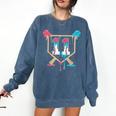 Baseball 11 Year Old Ice Cream Drip 11th Birthday Boy Player Comfort Colors Sweatshirt Blue Jean