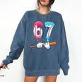 Baseball 67 Ice Cream Drip Six Seven Boys Comfort Colors Sweatshirt Blue Jean