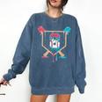 Baseball 8 Year Old Ice Cream Drip 8th Birthday Boys Player Comfort Colors Sweatshirt Blue Jean