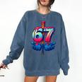 Baseball Bat Hands Drip 67 Six Seven Gen Alpha Slang Meme Comfort Colors Sweatshirt Blue Jean