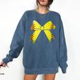 Baseball Bow Baseball Mom Women Baseball Mama Comfort Colors Sweatshirt Blue Jean