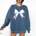 Baseball Bow Baseball Mom Women Baseball Mama Premium Comfort Colors Sweatshirt Blue Jean