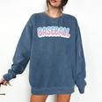 Baseball Bubble Letter Comfort Colors Sweatshirt Blue Jean