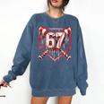 Baseball Candy Cane Drip 6 7 Six Seven Meme Christmas Boys Comfort Colors Sweatshirt Blue Jean