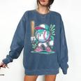 Baseball Character Cartoon Batter Drip Style Women Men Comfort Colors Sweatshirt Blue Jean Baseball Character Cartoon Batter Drip Style Women Men Comfort Colors Sweatshirt Blue Jean
