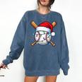 Baseball Christmas Lights Santa Christmas Baseball Player Comfort Colors Sweatshirt Blue Jean