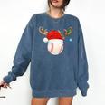 Baseball Christmas Reindeer Santa Hat Sports Player Xmas Comfort Colors Sweatshirt Blue Jean