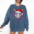 Baseball Christmas Santa Hat Baseball Christmas Drip Comfort Colors Sweatshirt Blue Jean