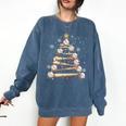 Baseball Christmas Tree Light Xmas Tees Boys Kids Men Comfort Colors Sweatshirt Blue Jean