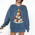 Baseball Christmas Tree Lights Santa Sport Player Lover Xmas Comfort Colors Sweatshirt Blue Jean