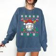 Baseball Christmas Ugly Sweater Santa Sport Men Kids Comfort Colors Sweatshirt Blue Jean
