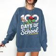 Baseball Dinosaur 100 Days Of School Kids Theme Comfort Colors Sweatshirt Blue Jean
