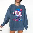 Baseball Drip 8th 8 Year Old Birthday Boys Pitcher Player Comfort Colors Sweatshirt Blue Jean