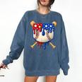 Baseball Drip American Flag Home Plate 4th Of July Patriotic Comfort Colors Sweatshirt Blue Jean
