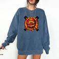 Baseball Drip Angry Lava Slime Ball Graphic Comfort Colors Sweatshirt Blue Jean