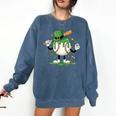 Baseball Drip Ice Cream Boys Kids Shamrock St Patricks Day Comfort Colors Sweatshirt Blue Jean