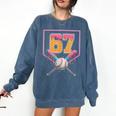 Baseball Drip Number 67 Fun Six Seven 6 7 Meme Comfort Colors Sweatshirt Blue Jean