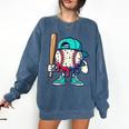 Baseball Drippy Style Apparel For Boys Youth Drip Baseball Comfort Colors Sweatshirt Blue Jean
