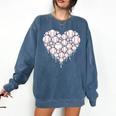 Baseball Heart Drip Valentine's Day Baseball Lover Boys Men Comfort Colors Sweatshirt Blue Jean