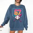 Baseball Ice Cream Drip Number 67 Player 67th Birthday Men Comfort Colors Sweatshirt Blue Jean Baseball Ice Cream Drip Number 67 Player 67th Birthday Men Comfort Colors Sweatshirt Blue Jean
