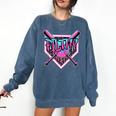 Baseball Ice Cream Drip Pitcher Filthy Comfort Colors Sweatshirt Blue Jean