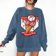 Baseball Ice Cream Drip Baseball Strawberry For Youth Red Comfort Colors Sweatshirt Blue Jean Baseball Ice Cream Drip Baseball Strawberry For Youth Red Comfort Colors Sweatshirt Blue Jean