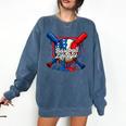 Baseball Life Style 101 Apparel Youth Drip Baseball Comfort Colors Sweatshirt Blue Jean