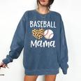 Baseball Mama For Baseball Mom Leopard Game Day Comfort Colors Sweatshirt Blue Jean