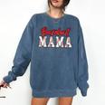 Baseball Mama Retro Groovy Baseball Mom Women Mother's Day Comfort Colors Sweatshirt Blue Jean
