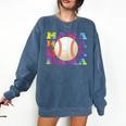Baseball Mama Sport Women Proud Baseball Mom Comfort Colors Sweatshirt Blue Jean