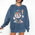 Baseball Mascot Attitude Graffiti Splash Bat Cap Comfort Colors Sweatshirt Blue Jean Baseball Mascot Attitude Graffiti Splash Bat Cap Comfort Colors Sweatshirt Blue Jean