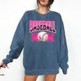 BASEBALL MOM BREAST CANCER RIBBON PINK SPORTS MOM Comfort Colors Sweatshirt Blue Jean BASEBALL MOM BREAST CANCER RIBBON PINK SPORTS MOM Comfort Colors Sweatshirt Blue Jean