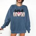 Baseball Mom Coquette Women Girls Baseball Mama Comfort Colors Sweatshirt Blue Jean