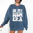 In My Baseball Mom Era Groovy Retro Comfort Colors Sweatshirt Blue Jean