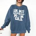 In My Baseball Mom Era Retro Groovy Comfort Colors Sweatshirt Blue Jean