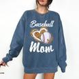 Baseball Mom Grandma Leopard Baseball Lover Fan Comfort Colors Sweatshirt Blue Jean