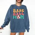 Baseball Mom Groovy Baseball Mom Comfort Colors Sweatshirt Blue Jean