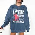 Baseball Mom Heart Ball Graphic Mother's Day Comfort Colors Sweatshirt Blue Jean