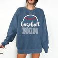Baseball Mom Leopard Print Baseball Game Day For Mama Comfort Colors Sweatshirt Blue Jean