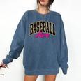 Baseball Mom Leopard Baseball Mama Life Girls Women Baller Comfort Colors Sweatshirt Blue Jean